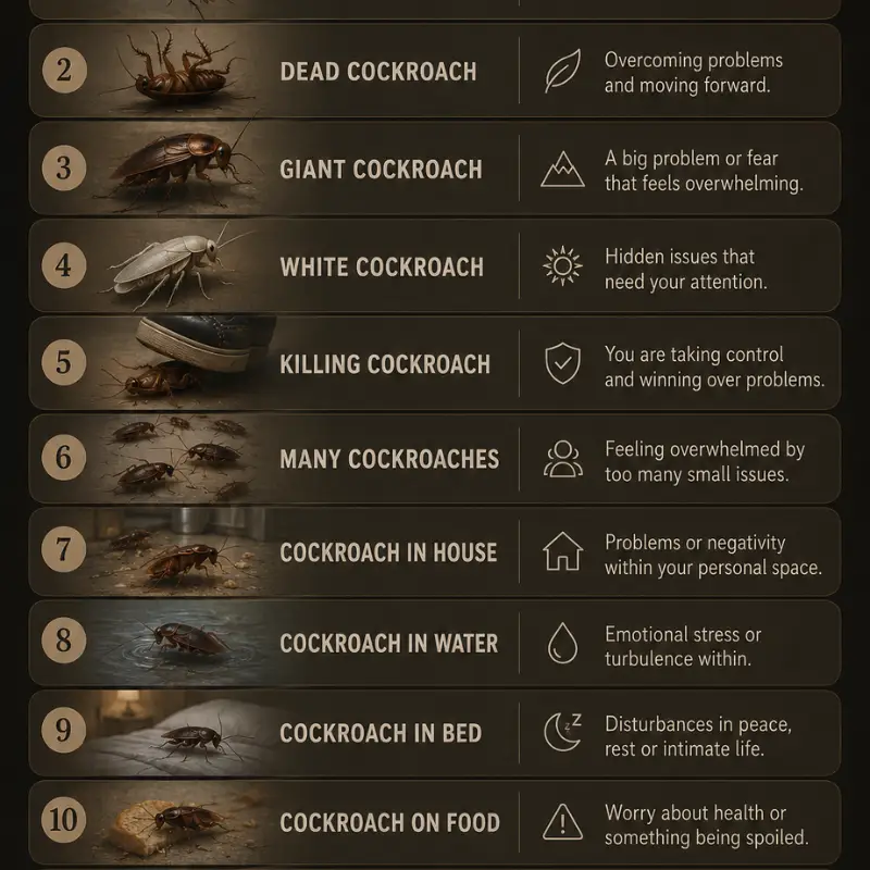 Flying, dead, white and giant cockroach dream meaning scenarios chart