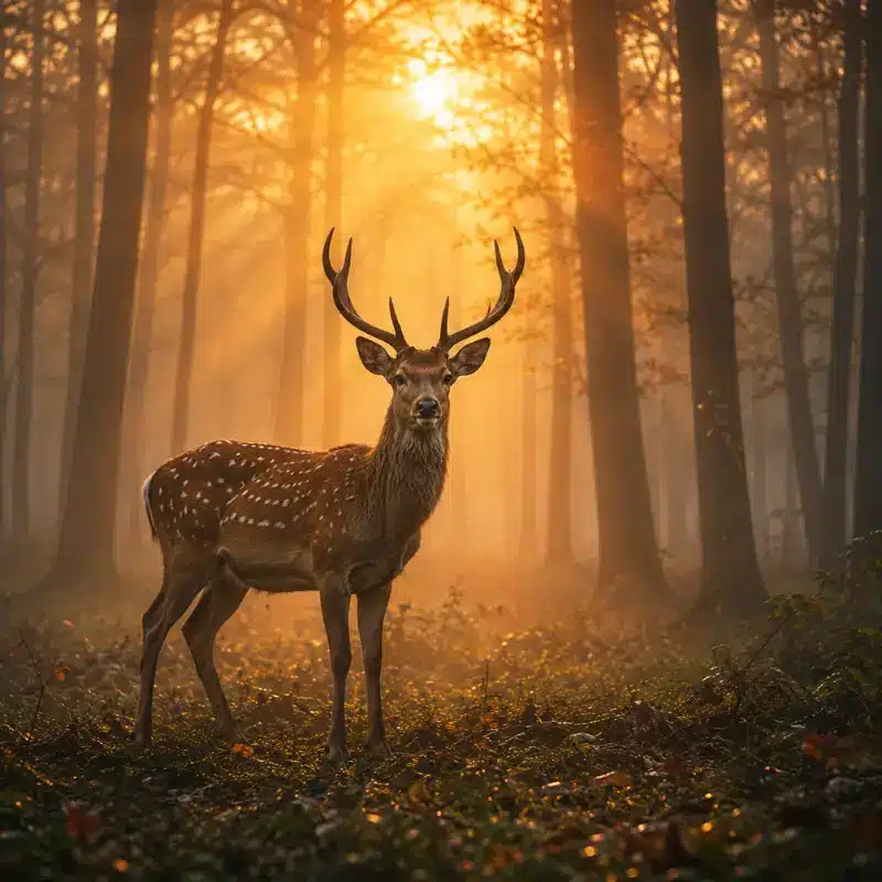 deer standing in a misty forest at sunrise symbolizes the meaning of a deer dream