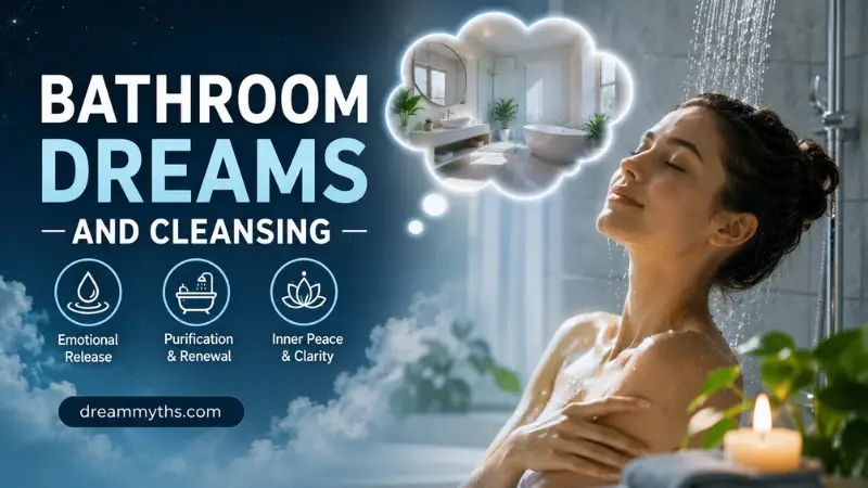 Bathroom dreams and cleansing represented by a peaceful shower scene and dreamlike bathroom