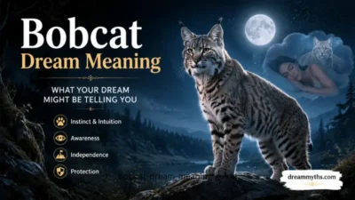 Realistic bobcat in a moonlit forest representing bobcat dream meaning, intuition, independence, and hidden messages