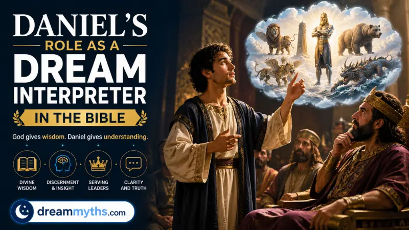 Daniel interpreting a dream before a king in a biblical palace scene