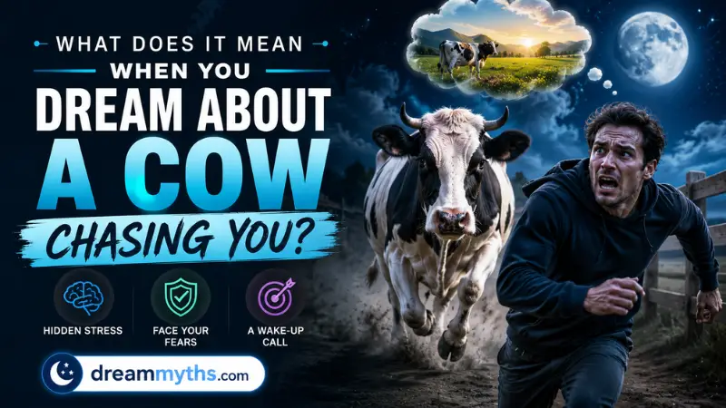 What it means when you dream about a cow chasing you in a nighttime farm scene