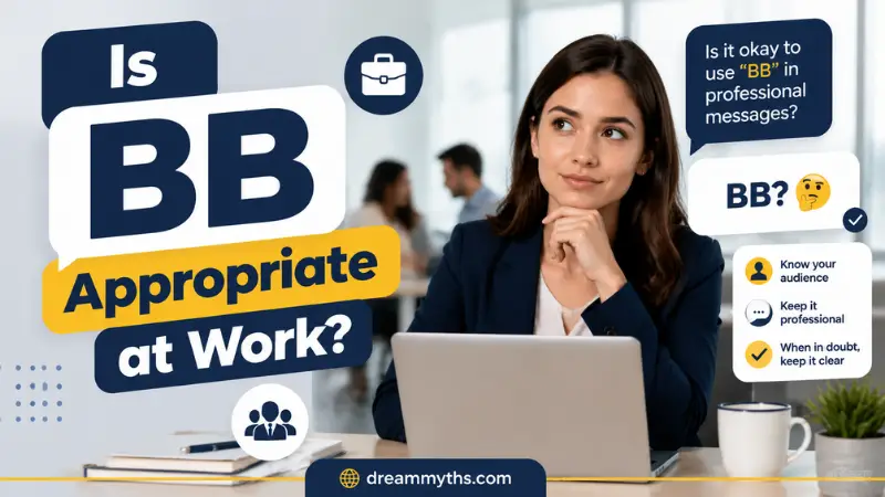 Is BB appropriate at work graphic showing professional messaging advice and workplace communication