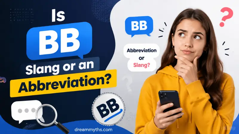 Is BB slang or an abbreviation graphic showing BB text meaning in a modern messaging context