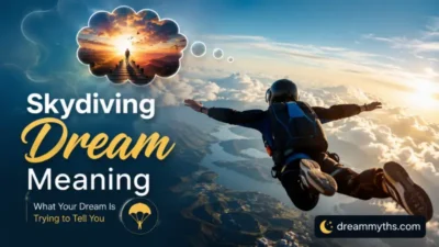 Skydiver falling through the clouds representing skydiving dream meaning and its symbolism