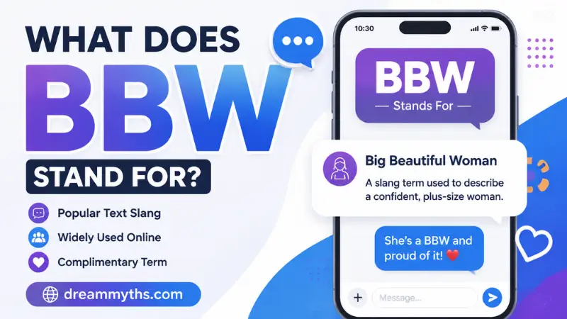 What does BBW stand for explained with a text slang definition and smartphone conversation example