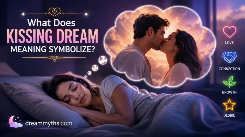 Sleeping woman dreaming of a romantic kiss and exploring its symbolic meaning