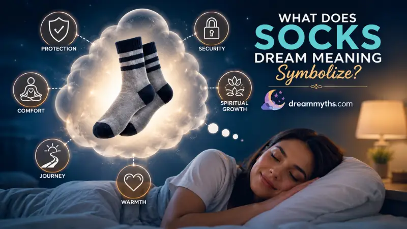Dream scene showing floating socks symbolizing comfort, protection, security, warmth, and life’s journey