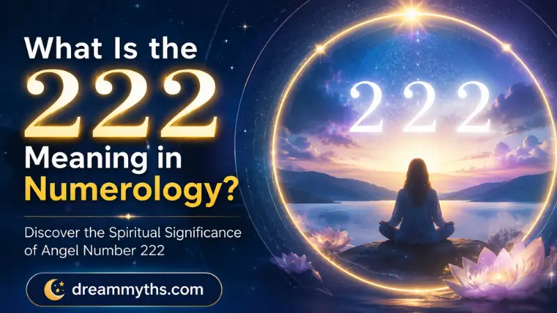 222 meaning in numerology shown with a glowing numerology wheel and balanced stones