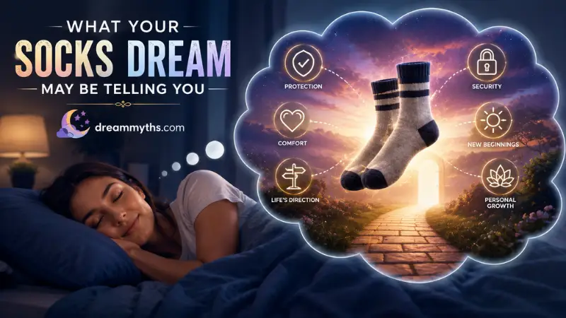 Socks dream scene with a glowing path symbolizing protection, comfort, security, and personal growth