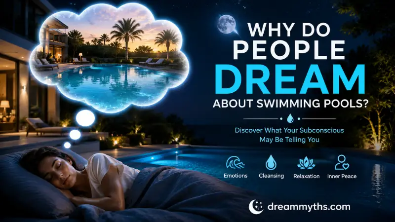 Dreamer imagining a swimming pool at night, symbolizing emotions, cleansing, relaxation, and inner peace