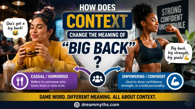 How context changes the meaning of “big back” slang with examples showing different uses and interpretations