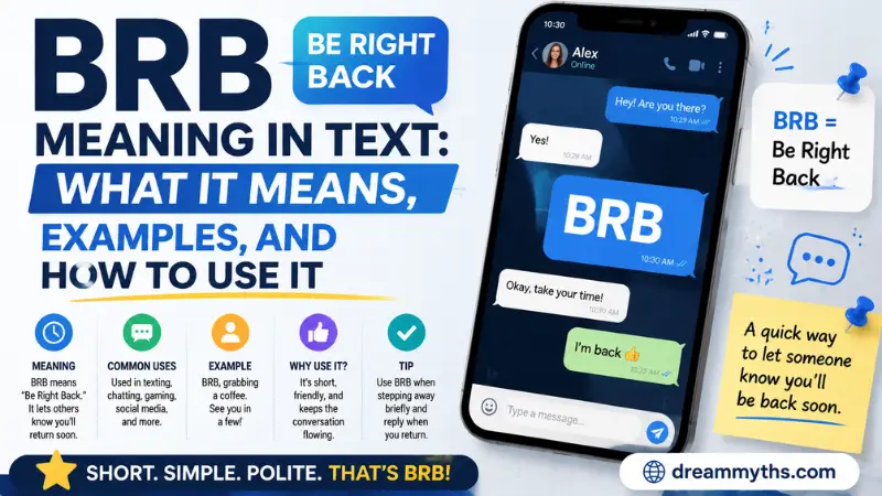 What does BRB stand for explained with the meaning Be Right Back and text message examples