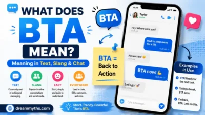 What does BTA mean in text, slang, and chat conversations with examples of online usage
