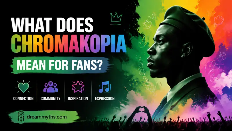 Colorful graphic exploring what Chromakopia means for fans through themes of connection, community, creativity, and expression